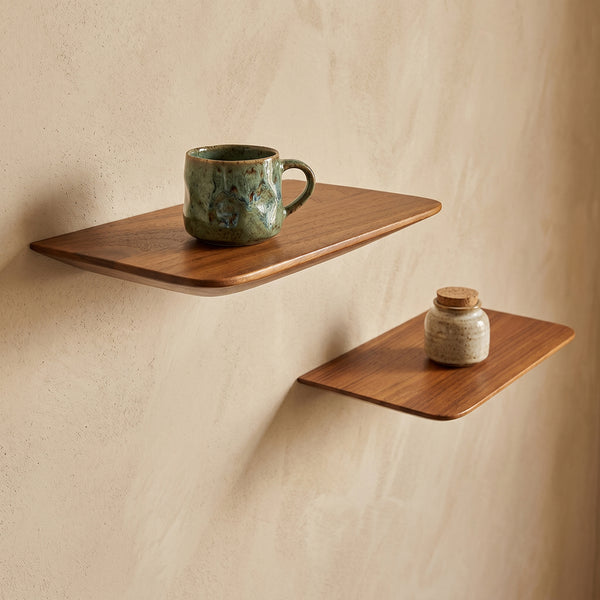 Craftsman teakhouten wandplank - set/2 25 cm