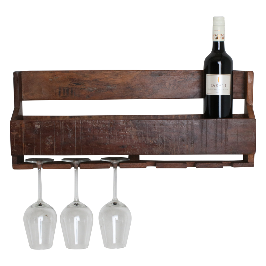 Factory hangend wijnrek - fsc-gerecycled hout - 12x60x28 cm