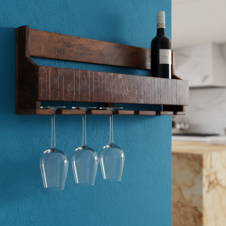 Factory hangend wijnrek - fsc-gerecycled hout - 12x60x28 cm