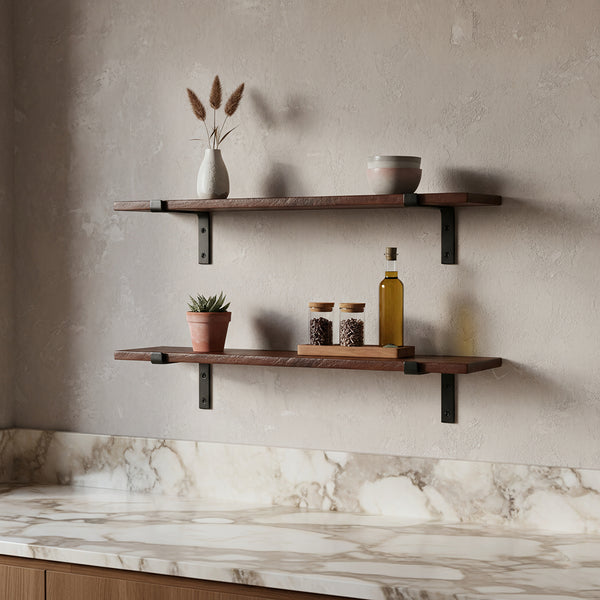 Factory wandplank bruin - fsc-gerecycled hout - 80 cm
