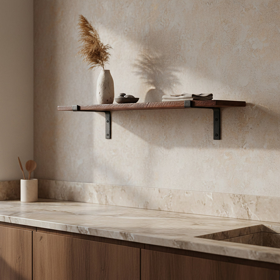 Factory wandplank bruin - fsc-gerecycled hout - 80 cm