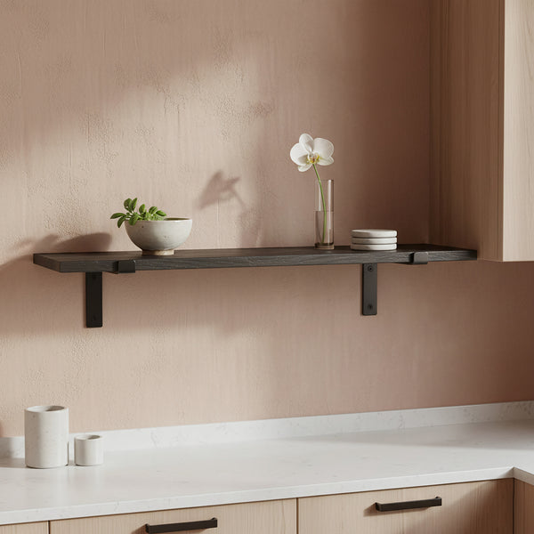 Factory wandplank zwart - fsc-gerecycled hout - 80 cm