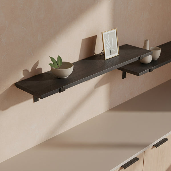 Factory wandplank zwart - fsc-gerecycled hout - 80 cm