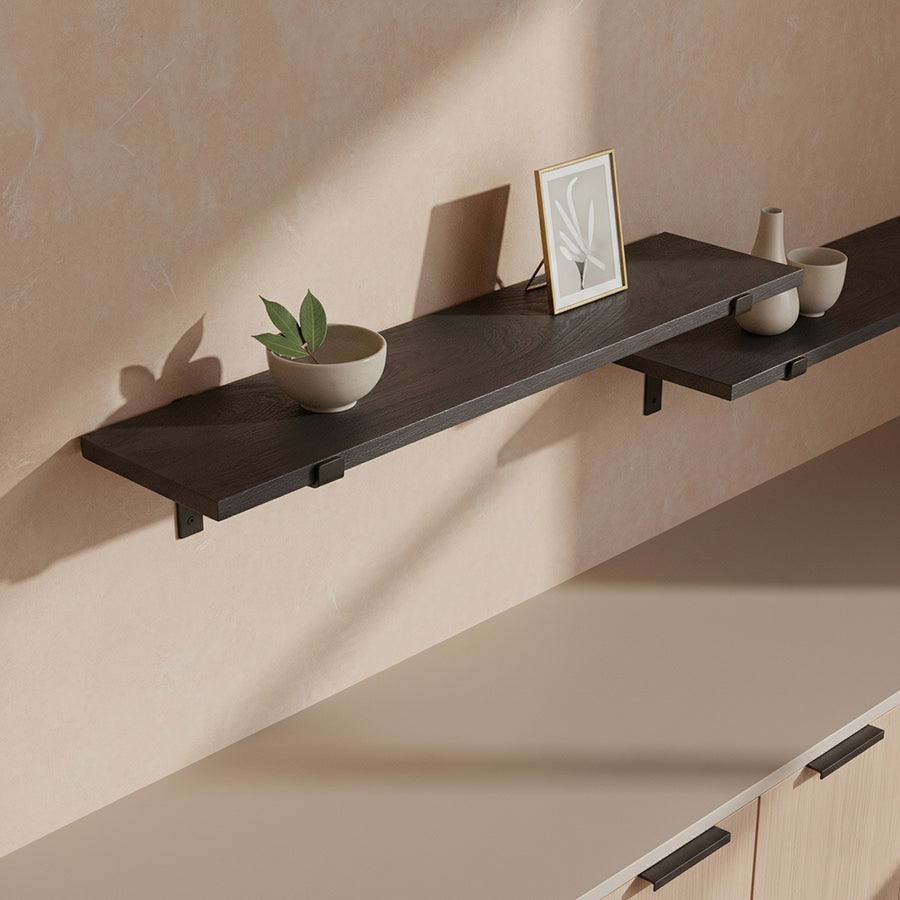 Factory wandplank zwart - fsc-gerecycled hout - 80 cm
