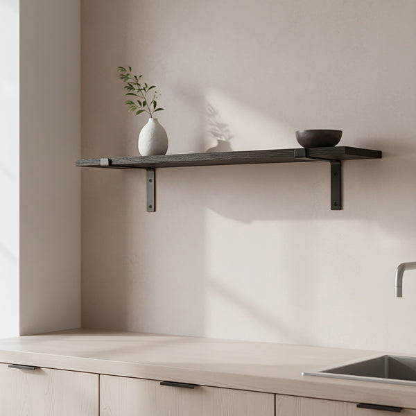Factory wandplank zwart - fsc-gerecycled hout - 80 cm