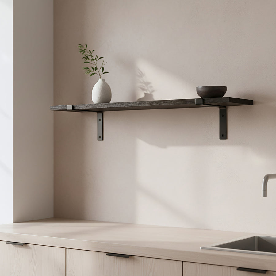 Factory wandplank zwart - fsc-gerecycled hout - 80 cm