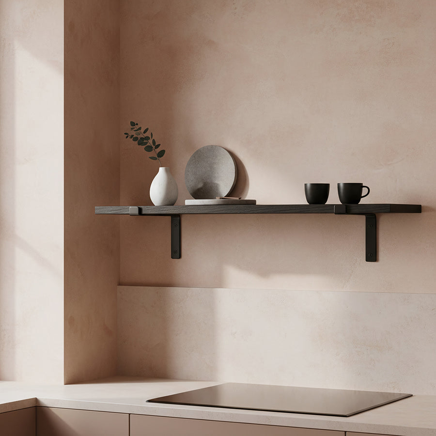 Factory wandplank zwart - fsc-gerecycled hout - 80 cm