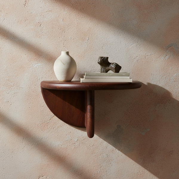 Bullnose mangohouten wandplank rond