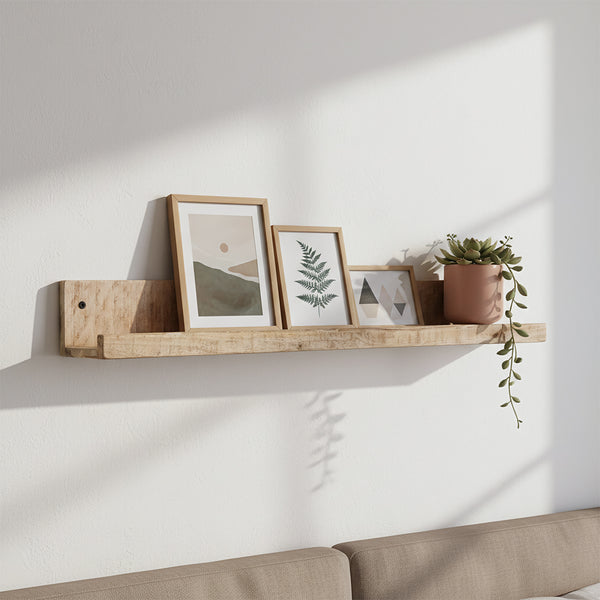 Mangohouten wandplank - fotolijstplank - 75x8x8 cm