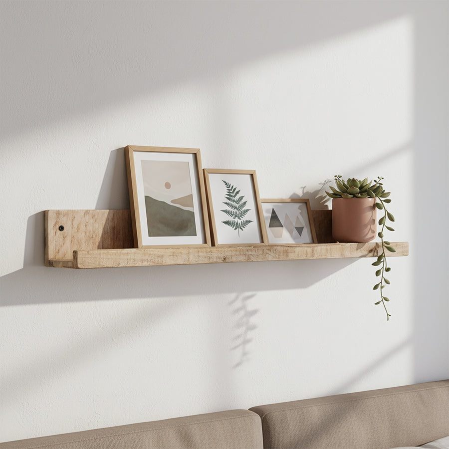 Mangohouten wandplank - fotolijstplank - 75x8x8 cm