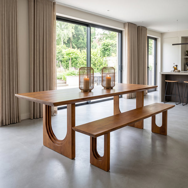 Bullnose chamfered mangohouten eetkamerbank - 180 cm