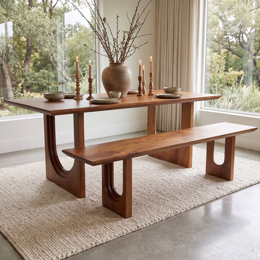 Bullnose chamfered mangohouten eetkamerbank - 180 cm