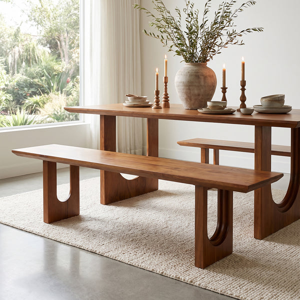Bullnose chamfered mangohouten eetkamerbank - 180 cm
