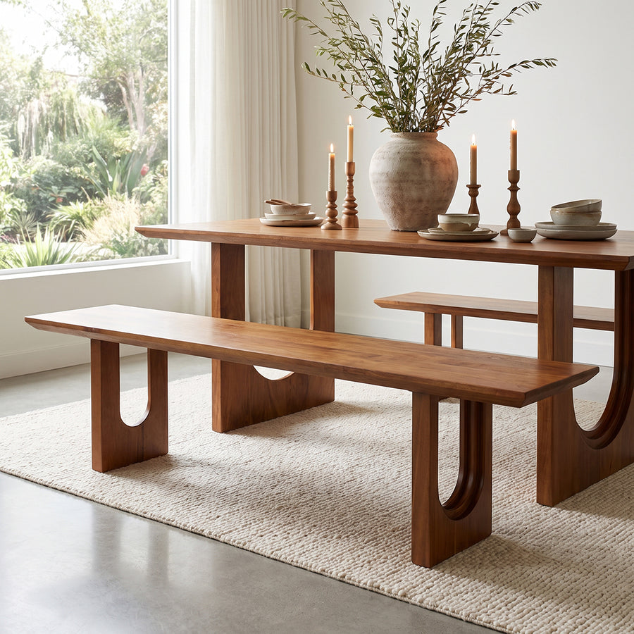 Bullnose chamfered mangohouten eetkamerbank - 180 cm