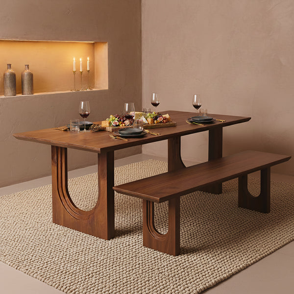 Bullnose chamfered mangohouten eetkamerbank - 200 cm