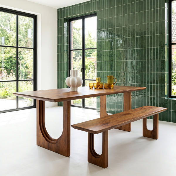 Bullnose chamfered mangohouten eetkamerbank - 220 cm