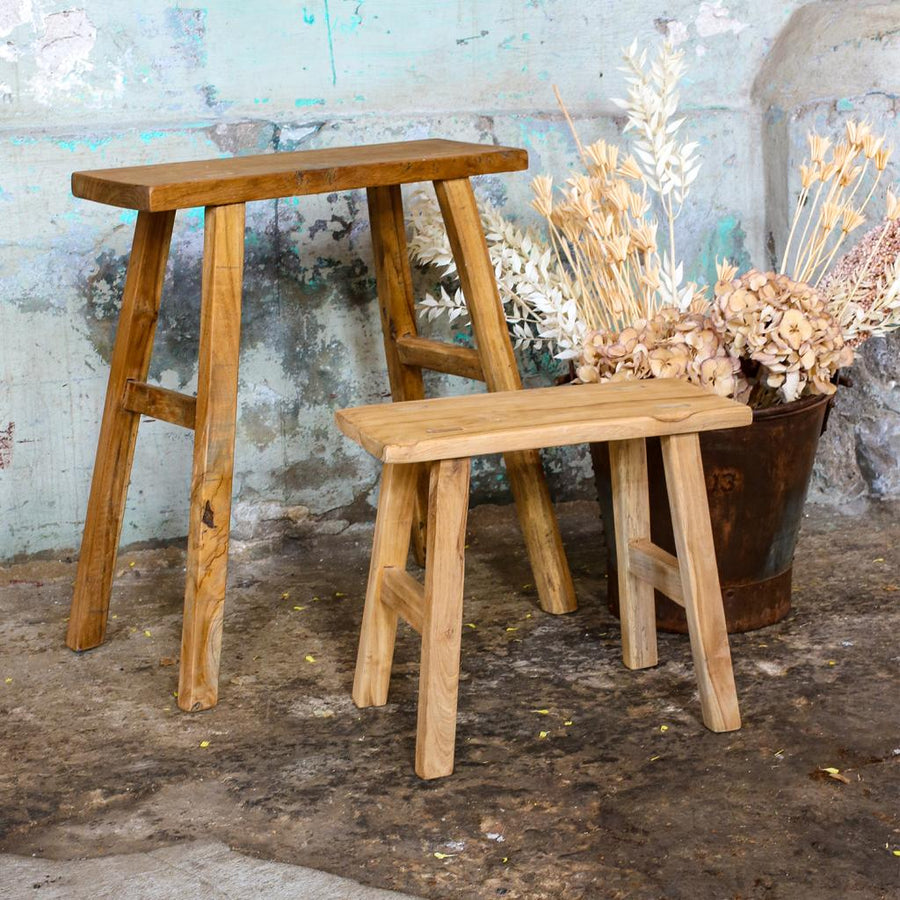 Java carpenter bijzettafel/bankje - gerecycled teakhout - 40x17x50 cm