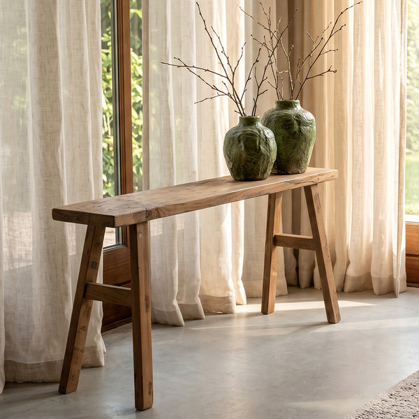 Java carpenter bijzettafel/bankje - gerecycled teakhout - 80x17x50 cm