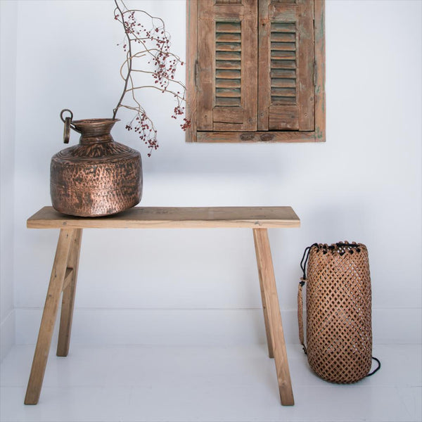 Java carpenter bijzettafel/bankje - gerecycled teakhout - 80x17x50 cm