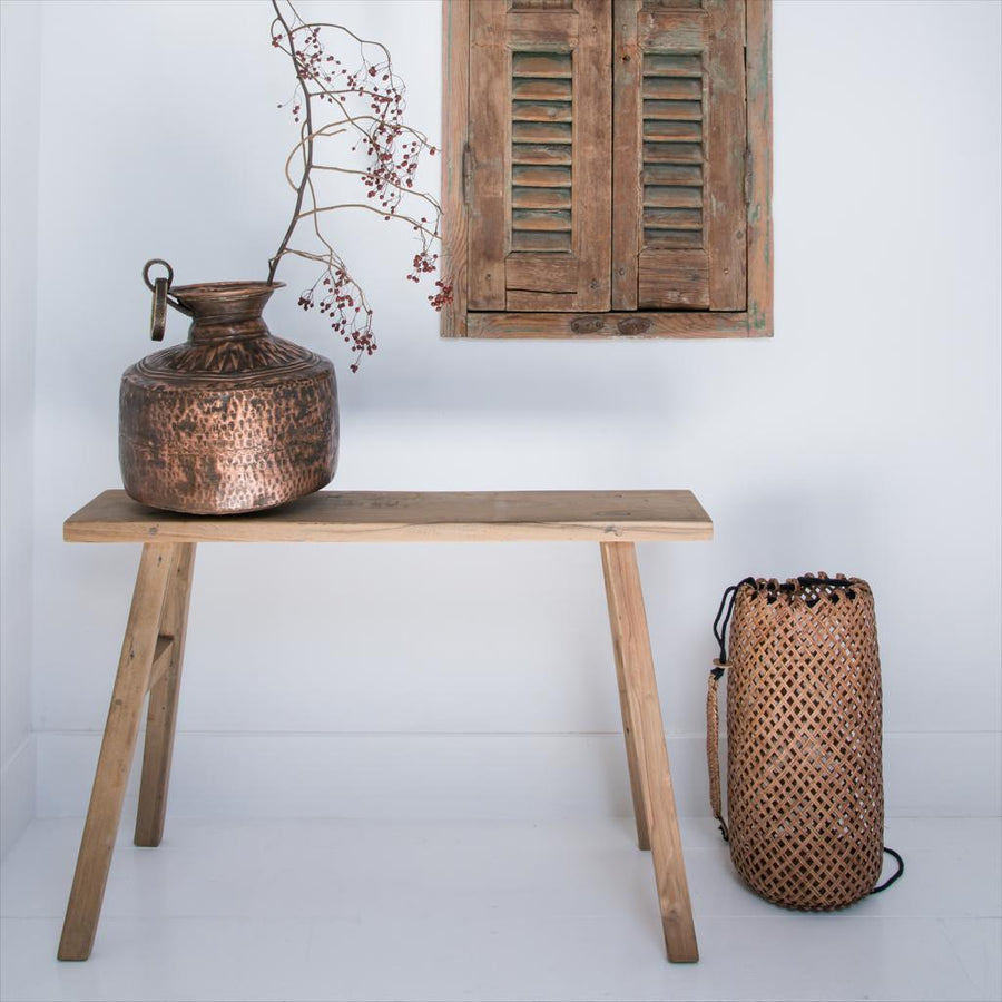 Java carpenter bijzettafel/bankje - gerecycled teakhout - 80x17x50 cm