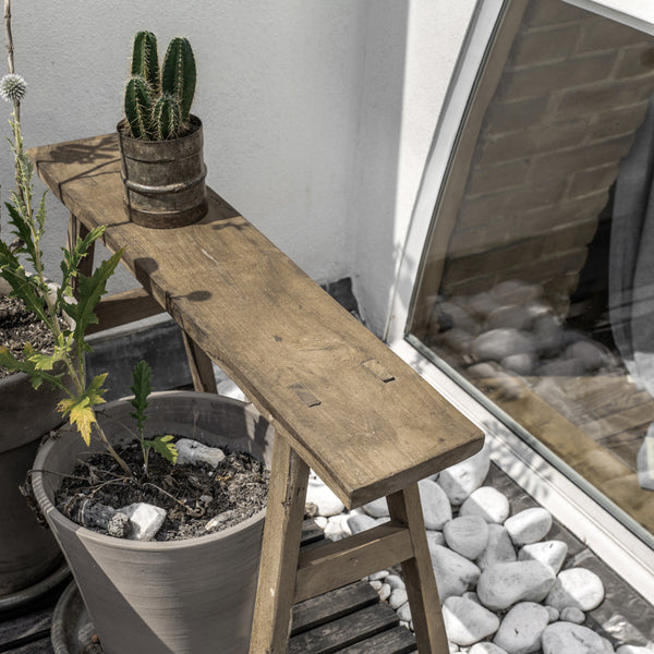 Java carpenter bijzettafel/bankje - gerecycled teakhout - 80x17x50 cm