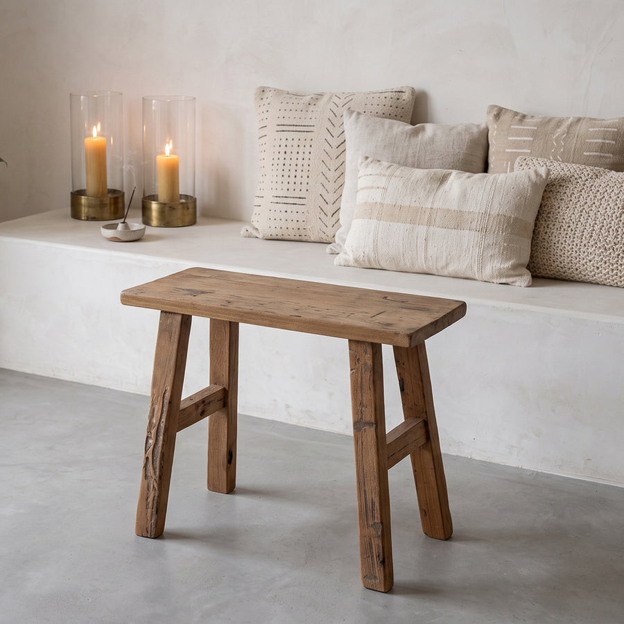 Java carpenter bijzettafel/bankje - gerecycled teakhout - 35x16x30 cm
