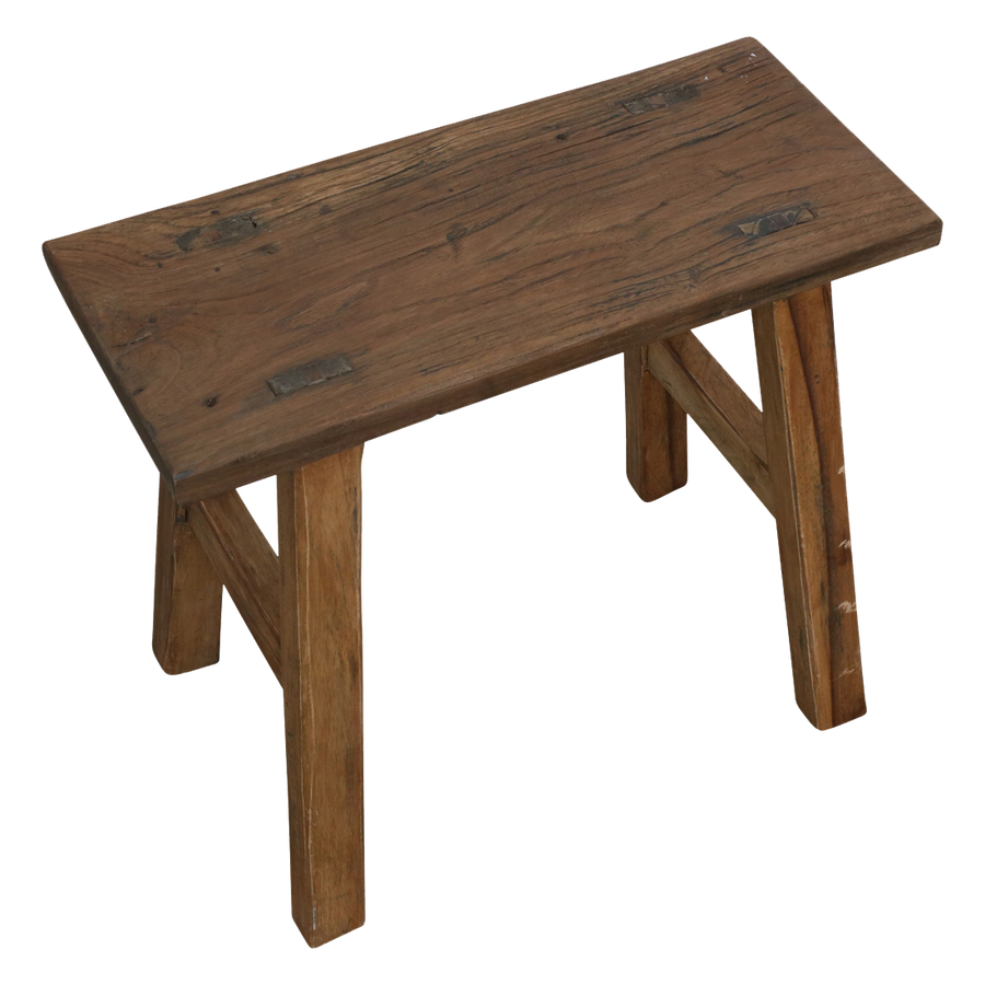 Java carpenter bijzettafel/bankje - gerecycled teakhout - 35x16x30 cm