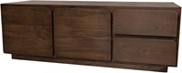 Tv dressoir 150 met 2 deuren en 2 lades, mango dark malt