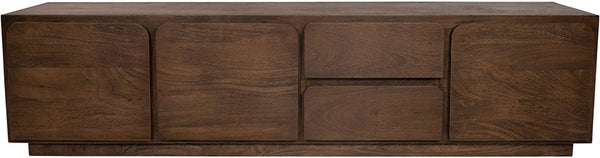 Tv dressoir 190 met 3 deuren en 2 lades, mango dark malt