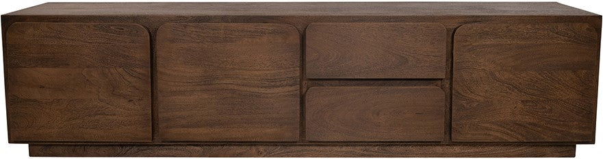 Tv dressoir 190 met 3 deuren en 2 lades, mango dark malt