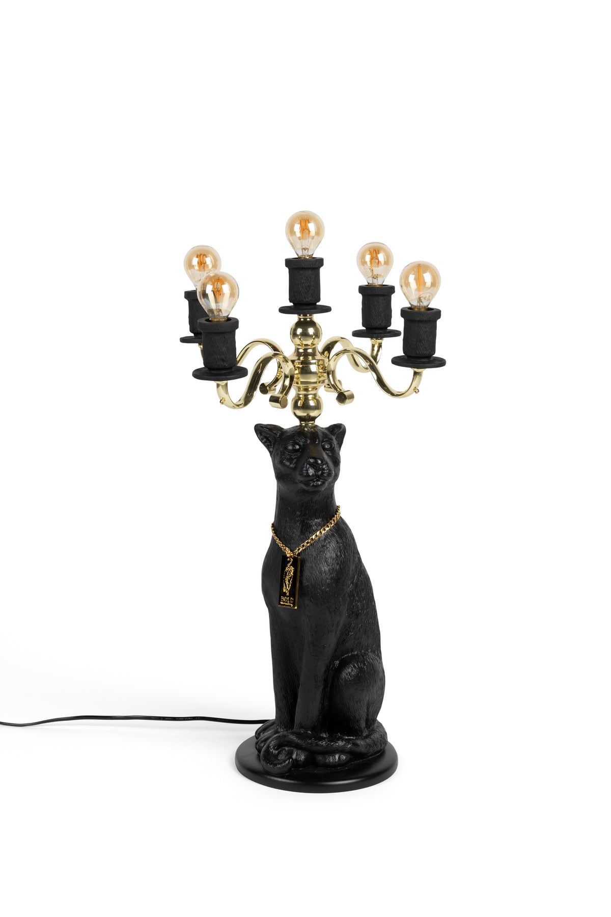 Proudly crowned panther vloerlamp zwart
