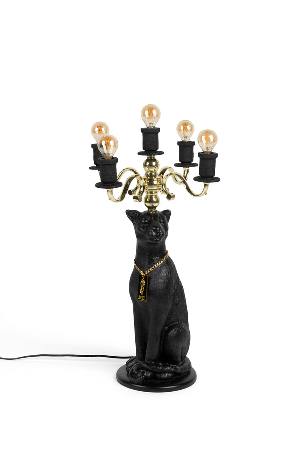 Proudly crowned panther vloerlamp zwart