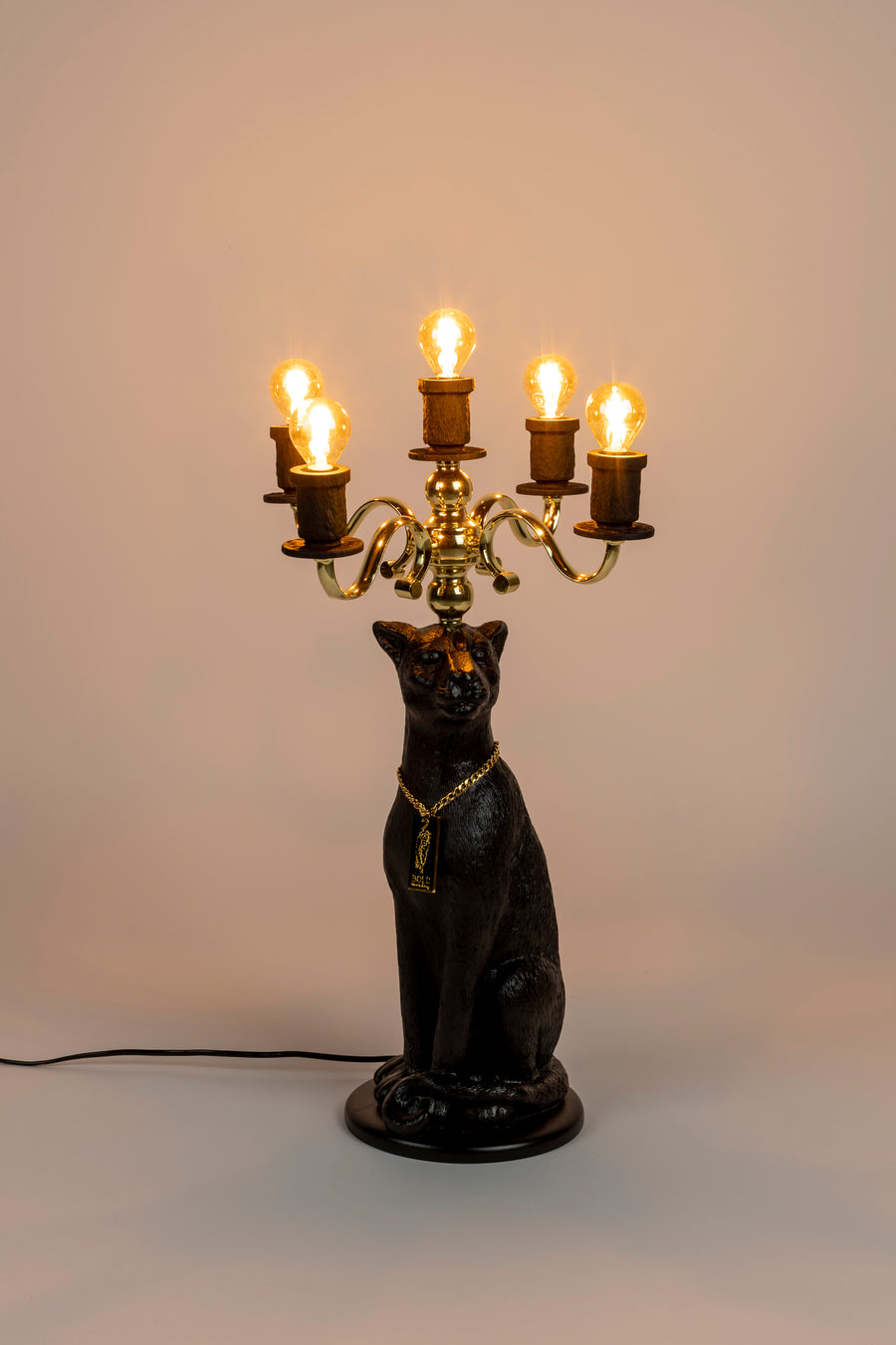 Proudly crowned panther vloerlamp zwart