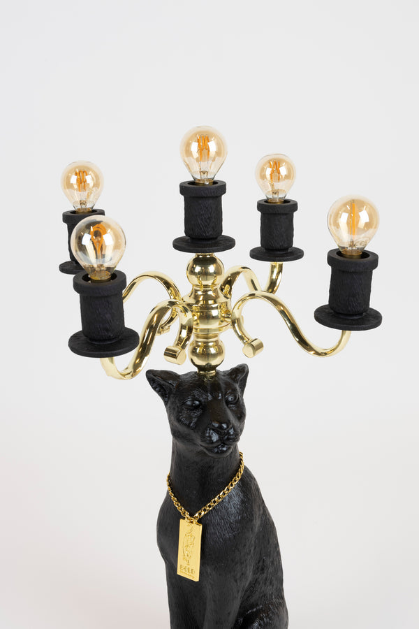 Proudly crowned panther vloerlamp zwart