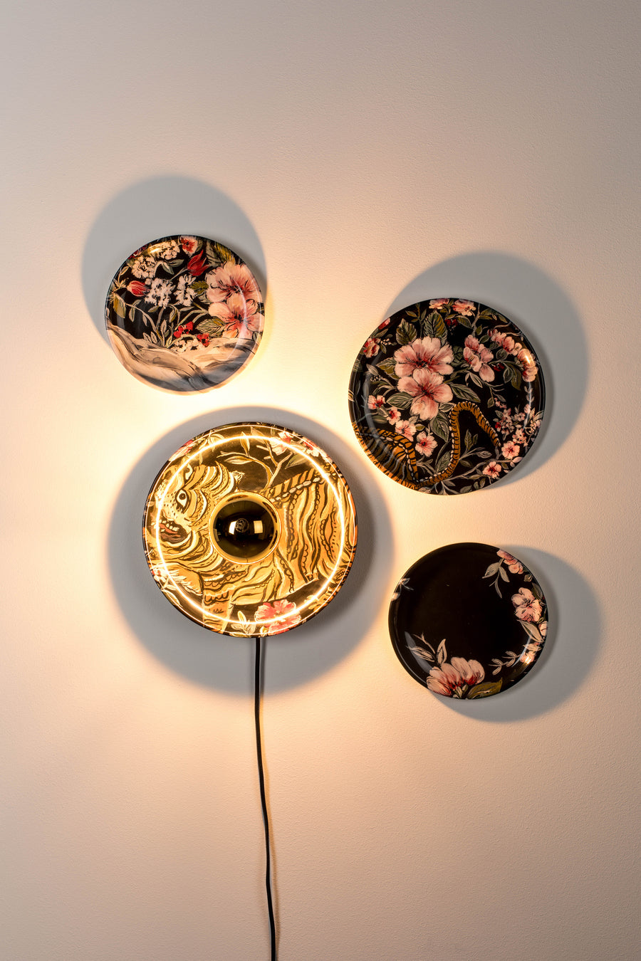 No food here wandlamp tijger - set van 4