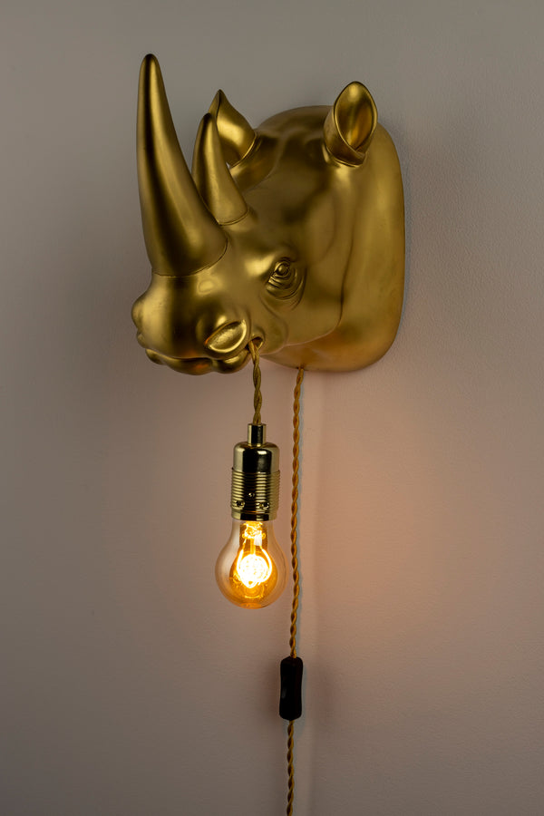 Wandlamp Mind Your Own Rhino Goud