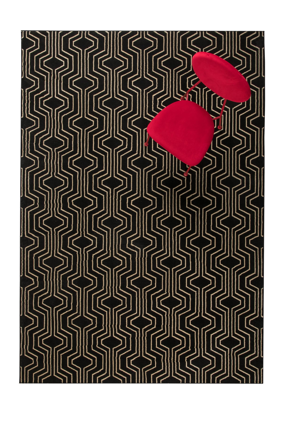 Vloerkleed Swinging Lines 160x230 Zwart