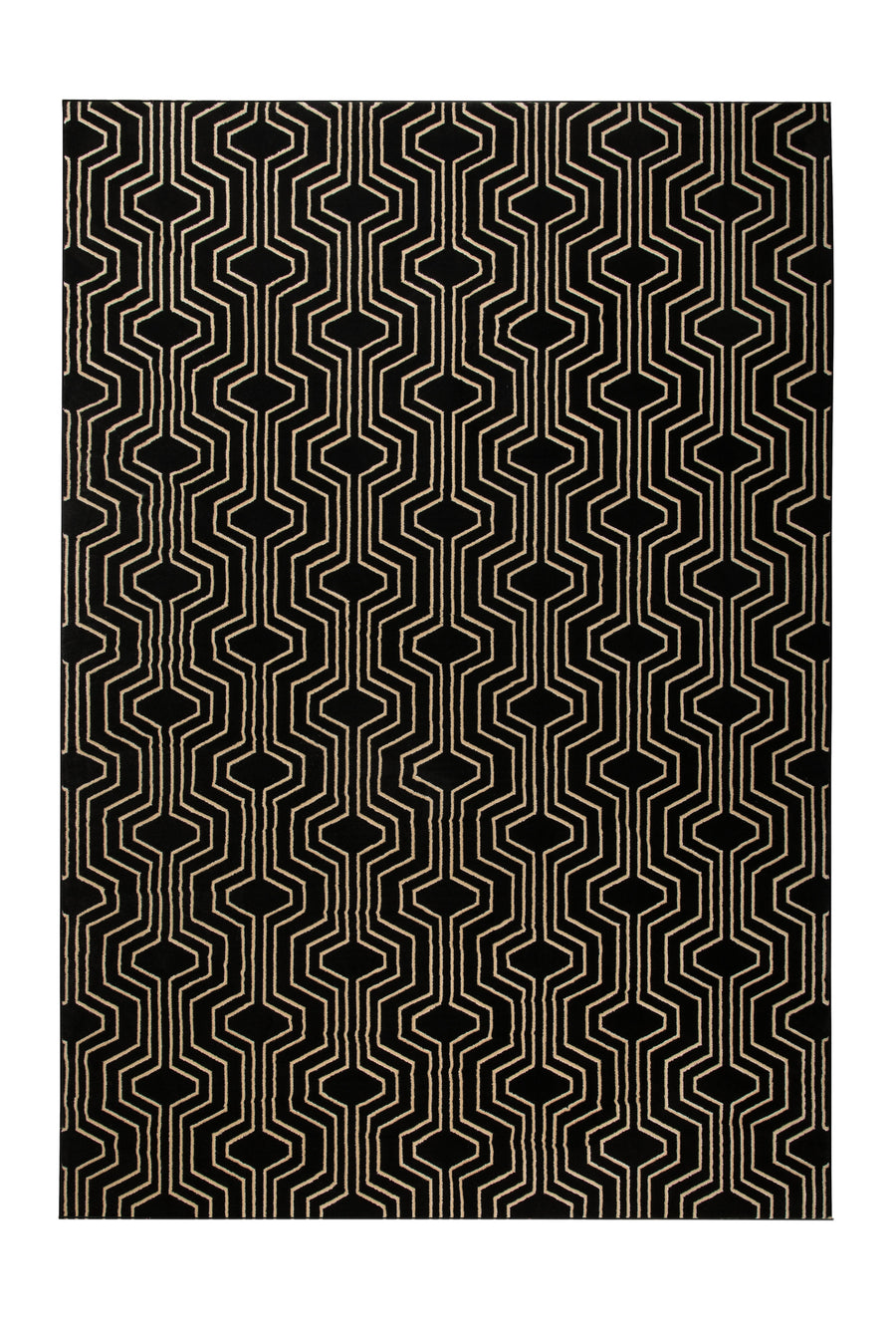 Vloerkleed Swinging Lines 160x230 Zwart