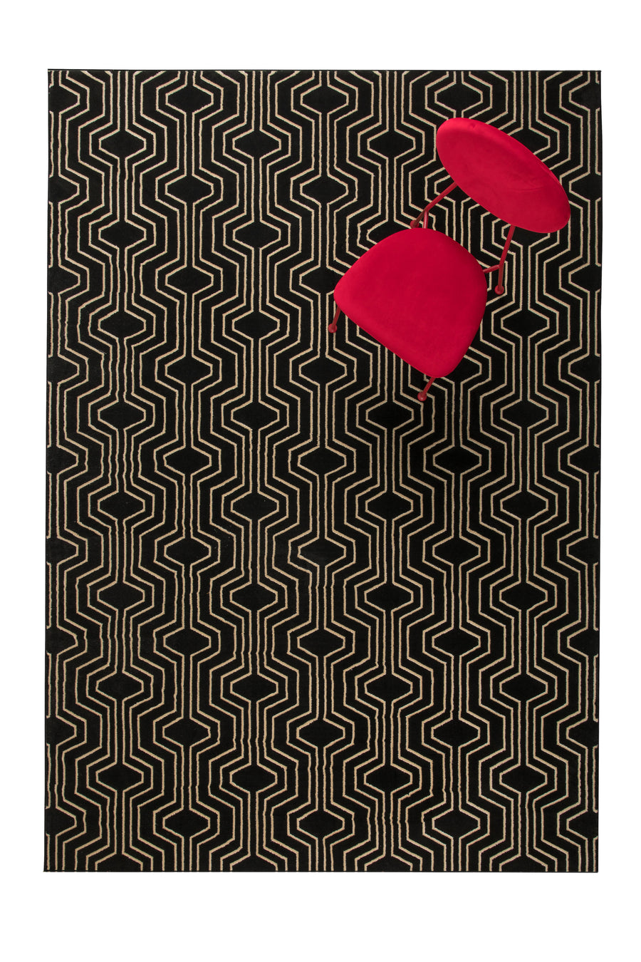 Vloerkleed Swinging Lines 200x300 Zwart