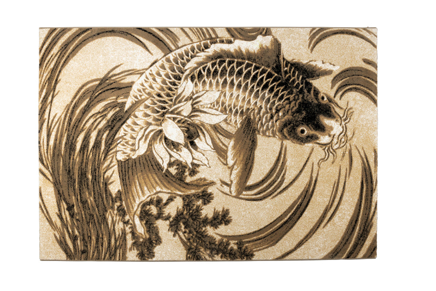 The legend of koi vloerkleed 160x230 beige/zwart grijs