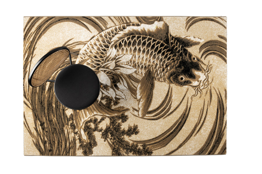 The legend of koi vloerkleed 160x230 beige/zwart grijs