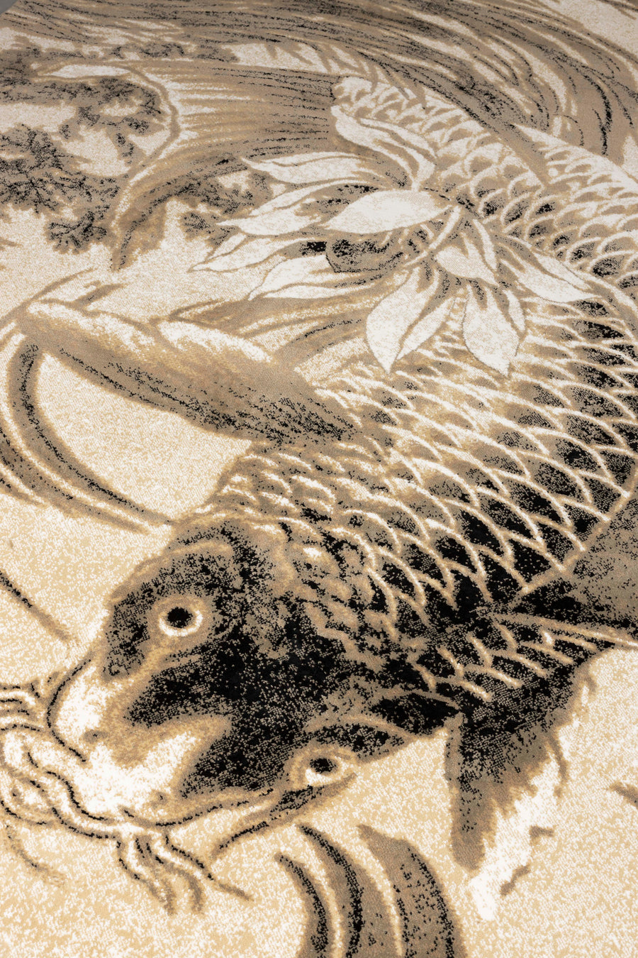 The legend of koi vloerkleed 160x230 beige/zwart grijs