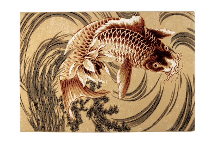 Vloerkleed The Legend of Koi 160x230 Beige/Oranje Rood