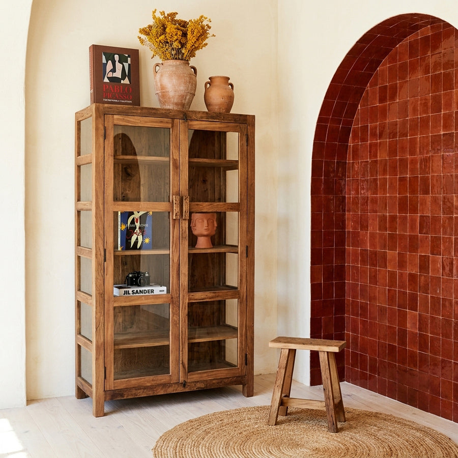 Farmwood houten vitrinekast - 114x50x190 cm