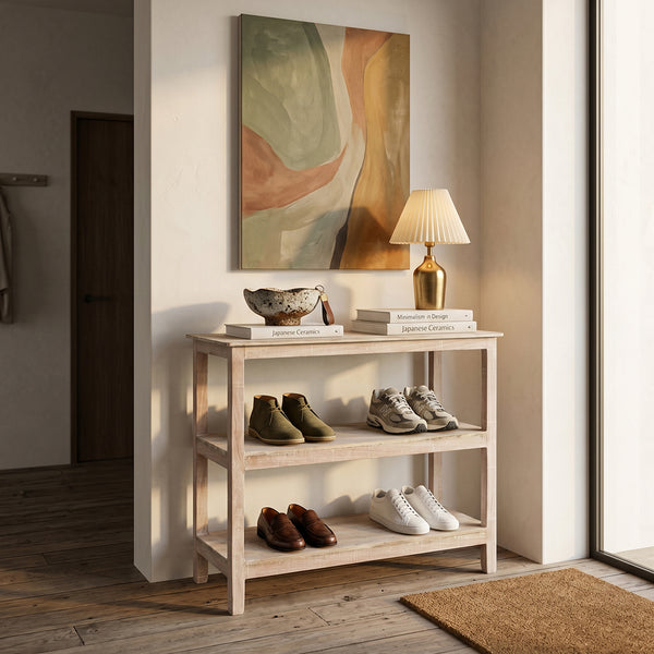 Limewash schoenenrek - 90x35x76 cm