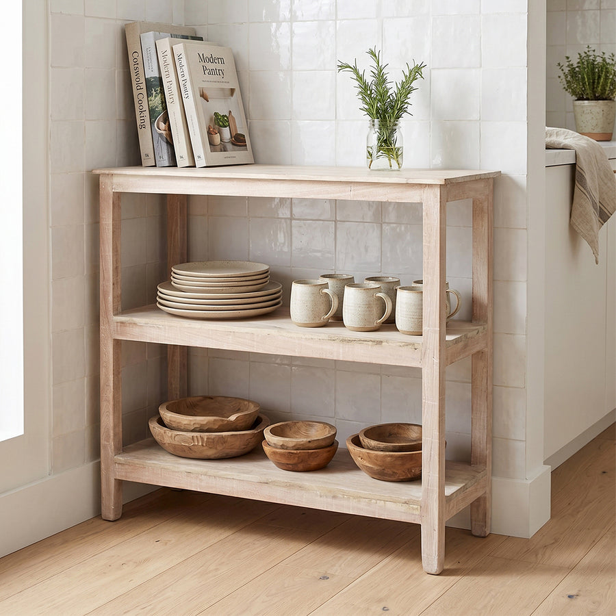 Limewash schoenenrek - 90x35x76 cm