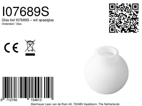 I07689S Glasbol Wit Mat 6*5,6cm