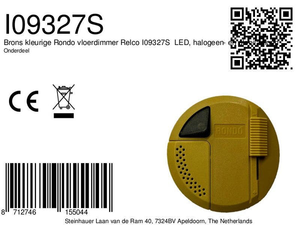 I09327S Vloerdimmer Voor 2-l.brons