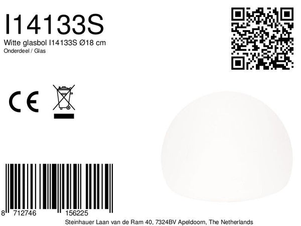 I14133S Glas Opaal Mat Bol 17 Cm