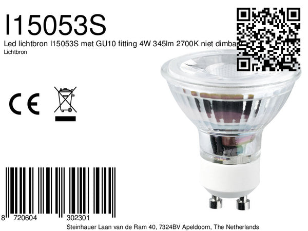 600163 GU10 Led Bulb 4w 345lm 2700K